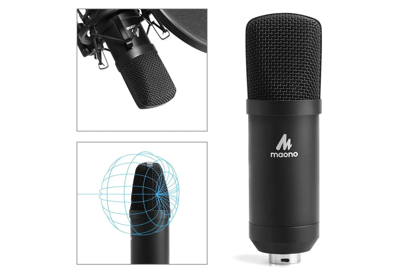 Maono Studio XLR Microphone Kit with Spring Loaded Boom Arm & Pop Filter - ProSound