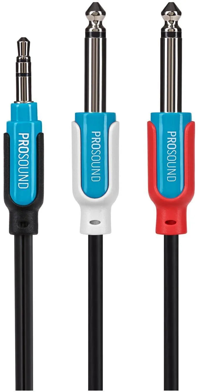 ProSound 3.5mm Stereo Jack to Twin 1/4" Mono Jack Cable - Black, 3m