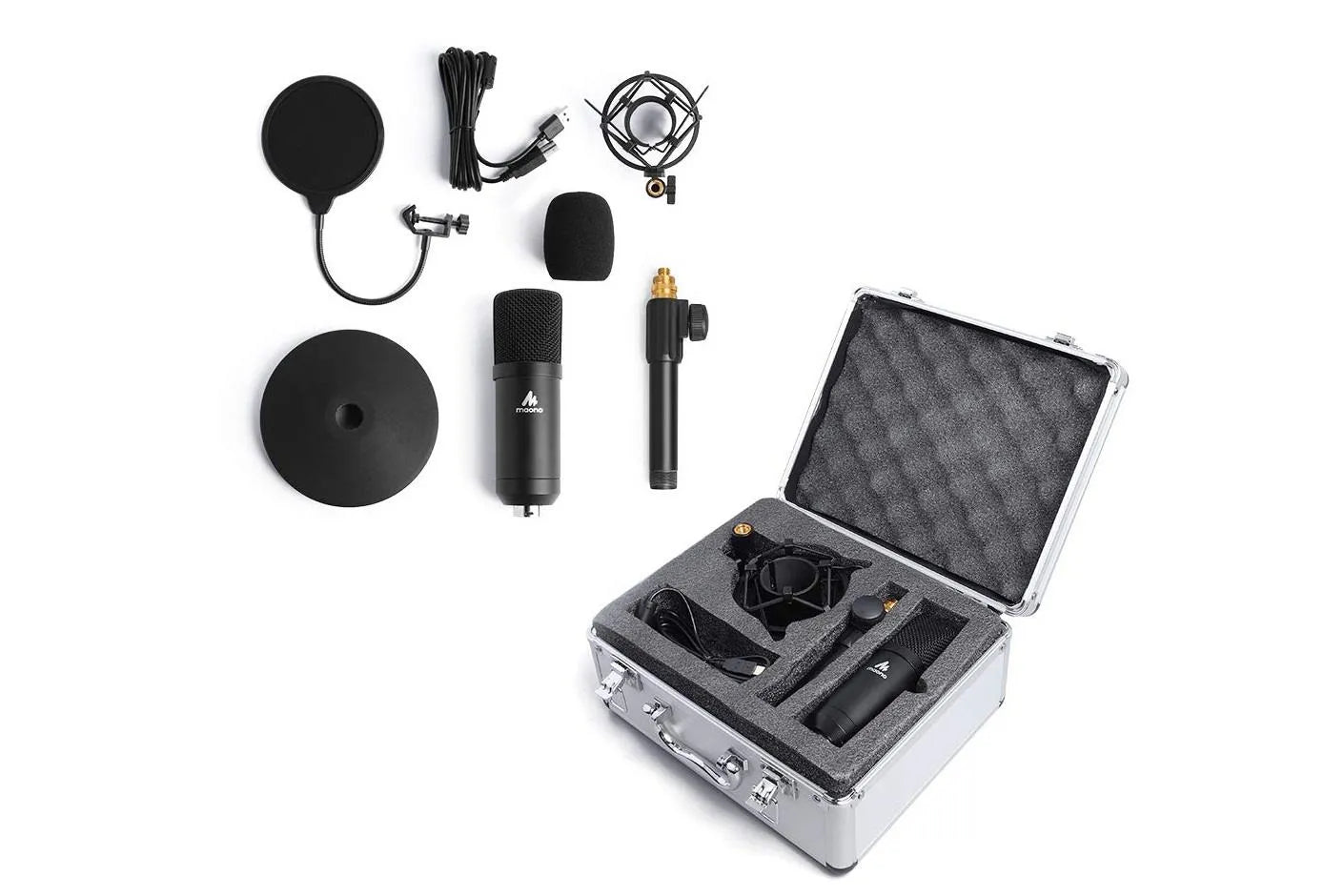 Maono Studio Table Top Microphone Kit with Pop Filter & Flight Case - ProSound