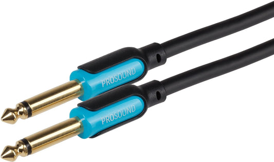ProSound 1/4" Mono 2 Pole Gold Plated Jack Cable - Black, 5m