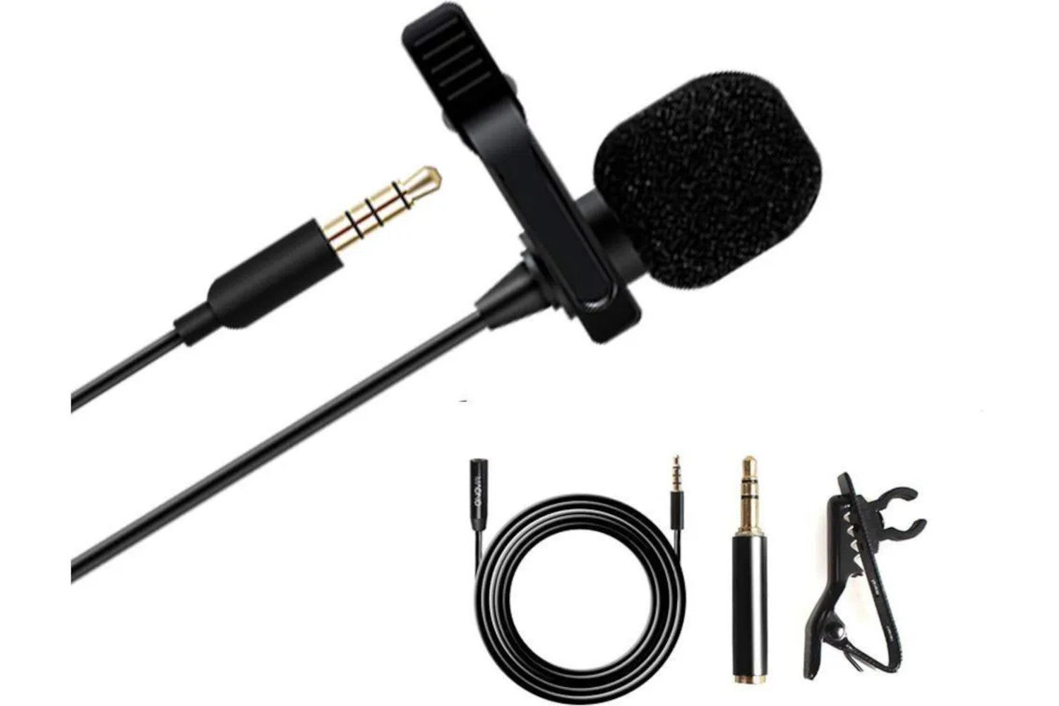 Maono Lavalier Pole Jack Adapter Tie-Clip On Lapel Microphone