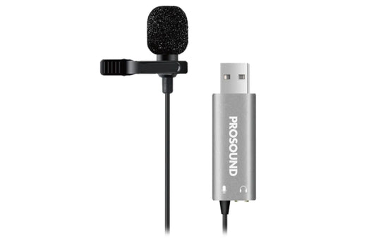 ProSound Lavalier Clip On Lapel Omnidirectional USB Microphone with 3.5mm Female Socket - ProSound