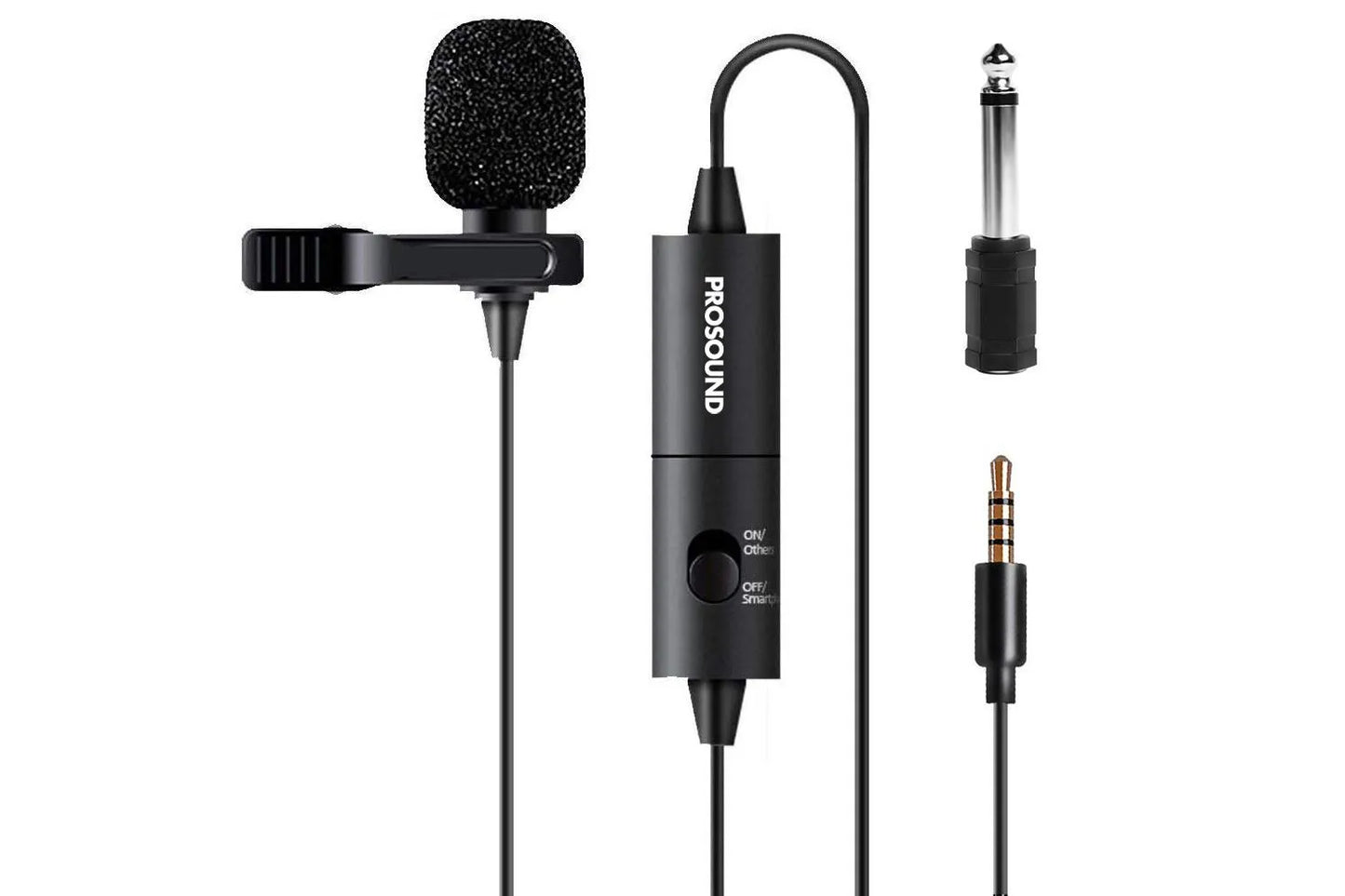 ProSound Lavalier Lapel Omnidirectional 3.5mm 4 Pole Jack Microphone with 0.25" Adapter