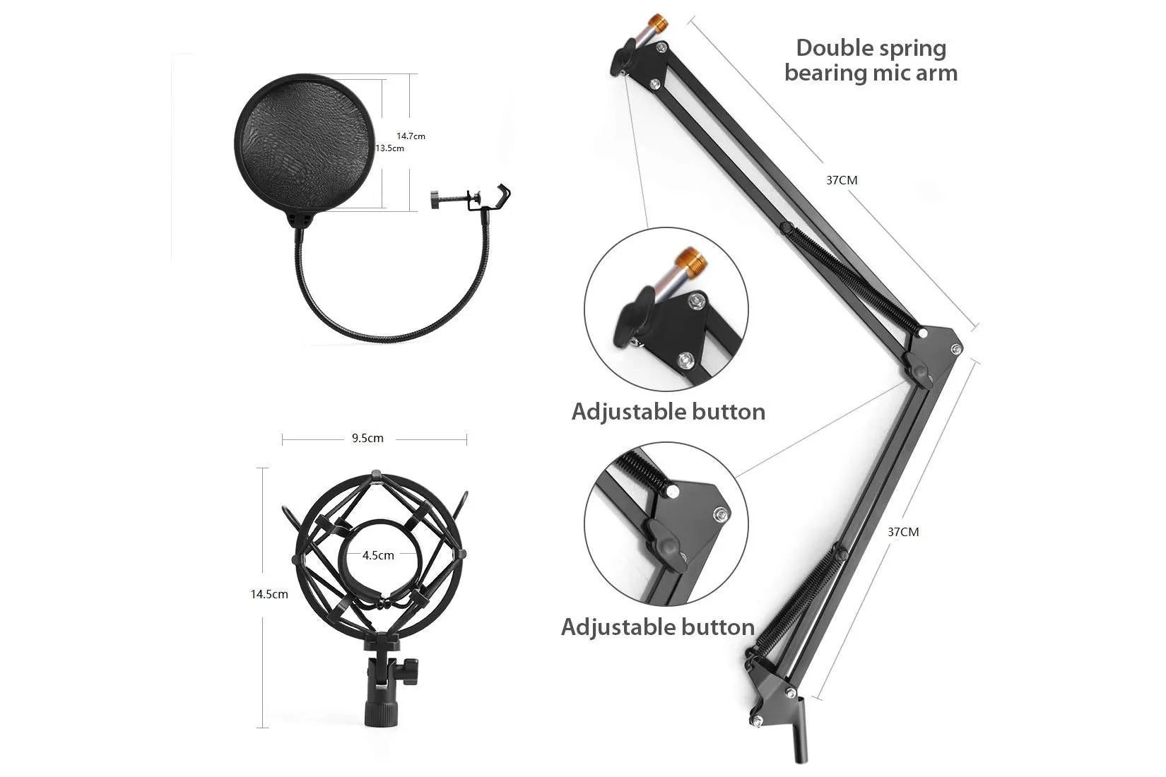 ProSound Studio Spring Loaded Boom Arm Microphone Kit