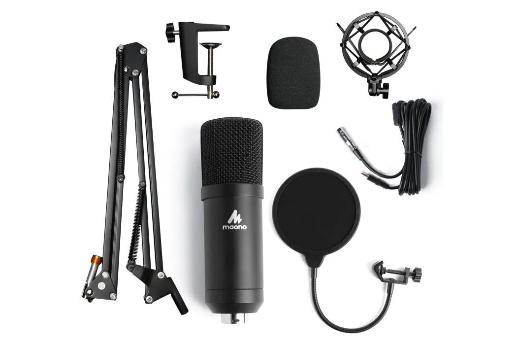 Maono Studio XLR Microphone Kit with Spring Loaded Boom Arm & Pop Filter - ProSound