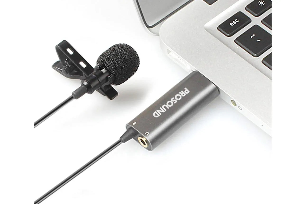 ProSound Lavalier Clip On Lapel Omnidirectional USB Microphone with 3.5mm Female Socket - ProSound